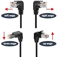 Vista 7 de QIANRENON Cable de extensión Ethernet de montaje en panel RJ50 10P10C de 90°, 10P 10C hembra a macho en ángulo recto, Cat5E, blindado, 11.8 in/11.8
