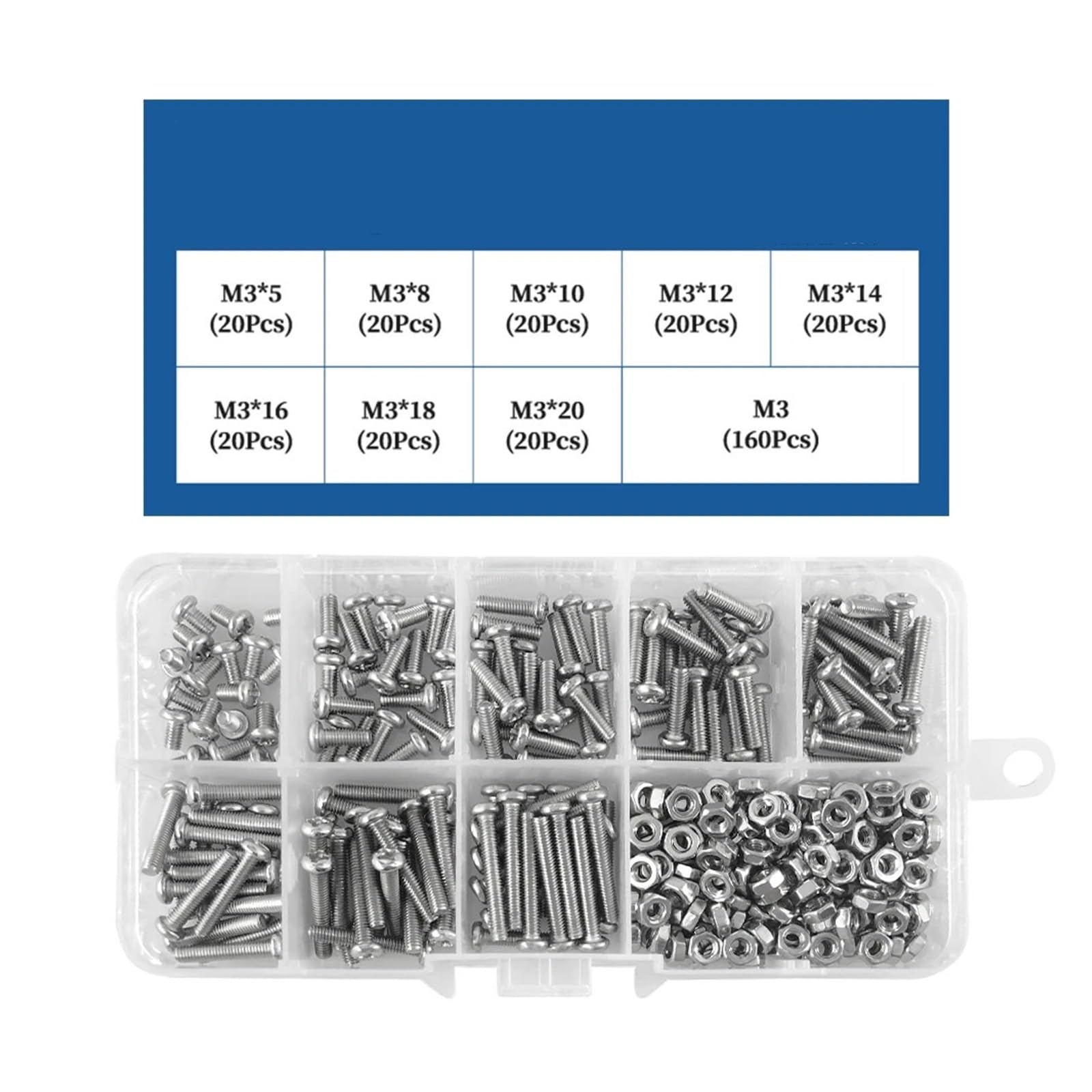 Kit De Tornillos Pequeños De Acero Inoxidable 304 M1-M3 For Gafas De Reloj(M3 (320Pcs))