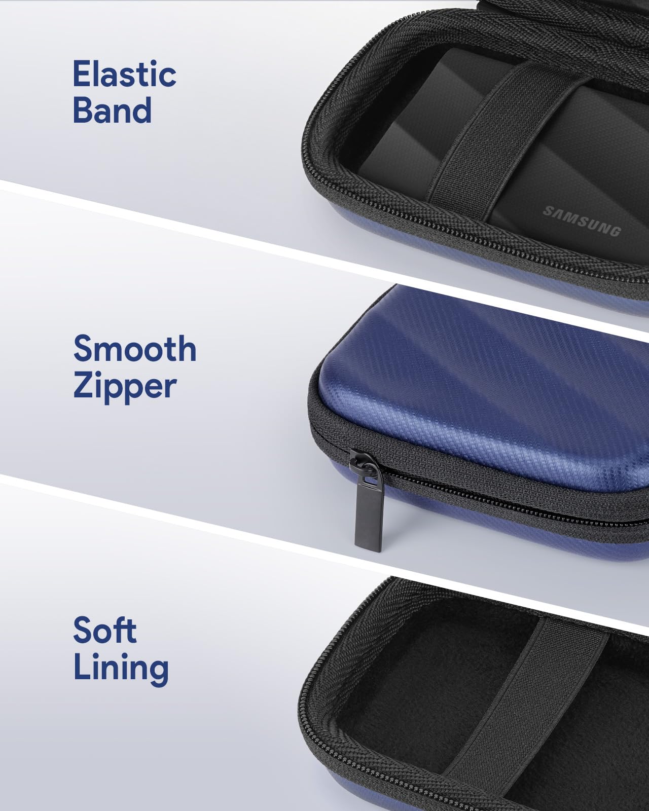 Coque SSD Samsung T9 T7 Shield T7 T7 Touch étui de voyage rigide bleu
