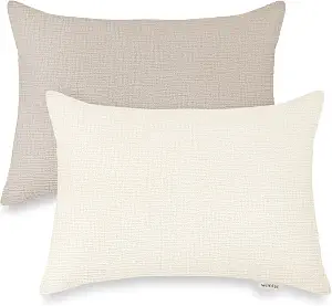Wimist Toddler Pillowcases for 13"x18" Pillow 2 Pack (Beige-Cream, 13 x 18 Inch)