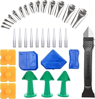 Silicone Caulking Tools, Caulk Remover Tool Set, Finisher Scraper Set, Silicon Caulking Tool with Stainless Steel Nozzle, Sealant Finishing Tool, Grout Smoother Pads for Kitchen Bathroom Window