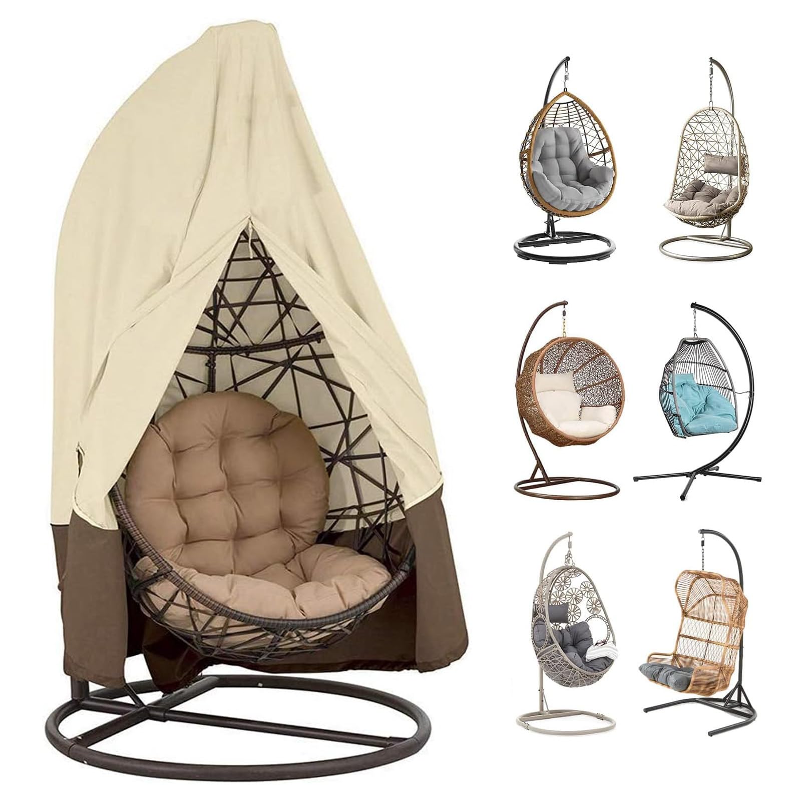 Housse de Chaise Suspendue Imperméable Anti-UV/Vent, Couverture de Chaise Suspendue en Oxford 210d,115x190cm