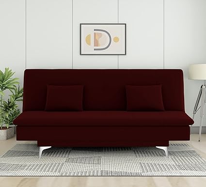 Adorn India Wood New Aspen 3 Seater Sofa Cum Bed 4X6 (Maroon)
