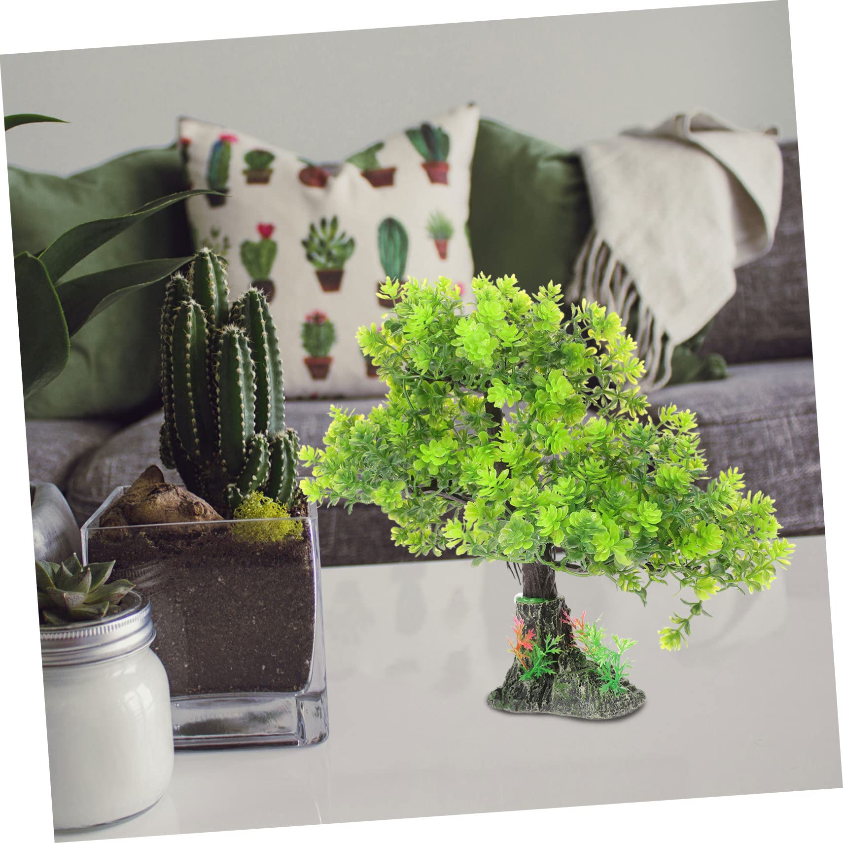 iplusmile Albero Finto in Resina Pianta Decorativa per Acquario Decorazione da per Acquario Albero Finto Compatto Decorazione Realistica