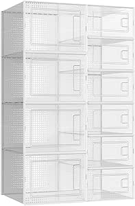 Scatole Per Scarpe Impilabili - 6 Pezzi, Plastica Trasparente, Con Coperchio Magnetico, Organizzatore Armadio - Foto 6