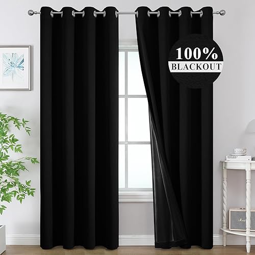Miniatura 32 de Estelar Textiler Cortinas opacas 100% blancas para habitación, cortinas opacas con aislamiento térmico y bloqueo total de luz con ojales de 84