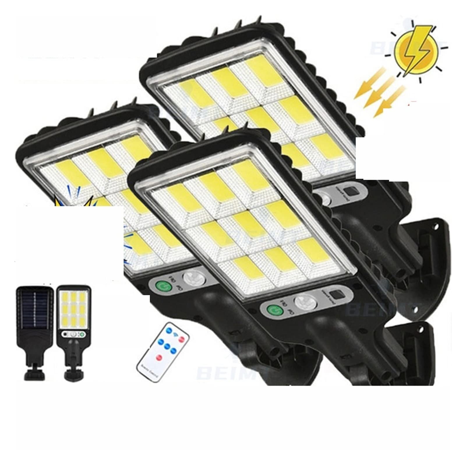 Solarne lampy uliczne, Solar Street Lights Outdoor 2500W lampa słoneczna z 3 trybami światła wodoodporny czujnik ruchu lampa bezpieczeństwa do ogrodu Patio Path Yard na parkingi, tereny wiejskie i prz