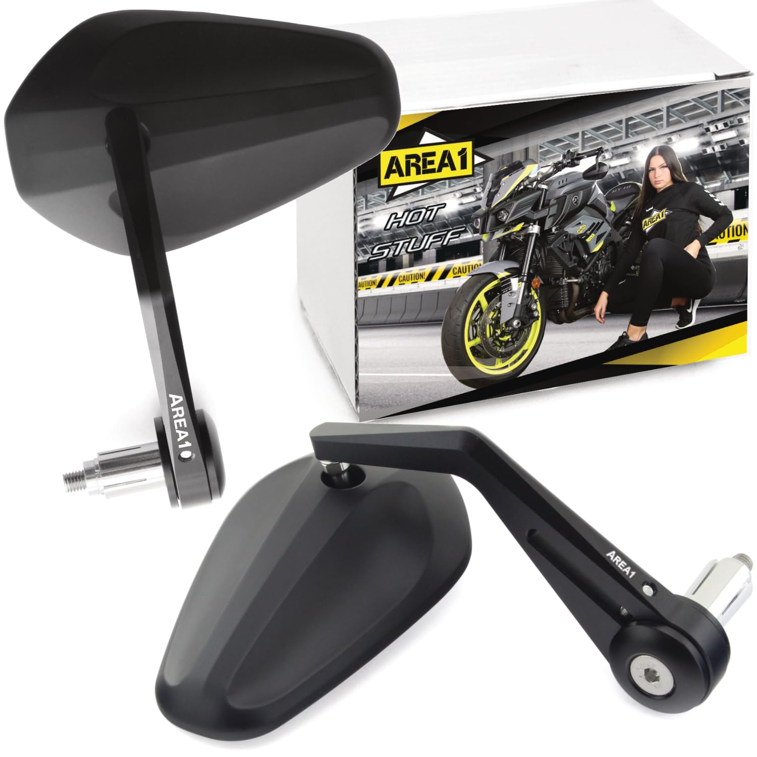 Area1 Specchietti Retrovisori Moto CNC Per Manubrio – Compatibili GSX-S 750, Inazuma – Set DX/SX Con Omologazione E