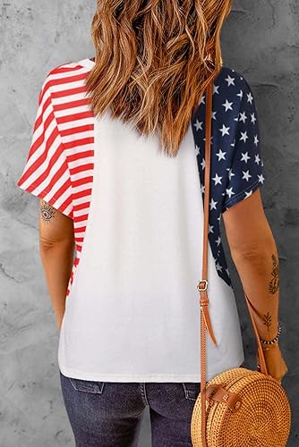 Miniatura 5 de Camisas patrióticas para mujer, camiseta con la bandera estadounidense, Faith Family Freedom Graphic Tee USA Star Stripes Tops