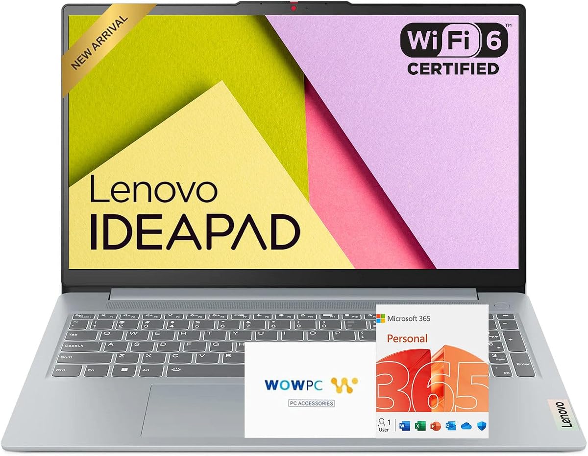 IdeaPad Slim 3i • 15.6" FHD Laptop with Microsoft Office 365 • Intel 4 Cores • 128GB SSD • DDR5 • Quick Setup, Lightweight • Win 11