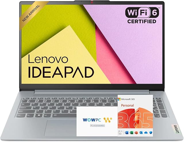 Lenovo IdeaPad Slim 3i • 15.6" FHD Laptop with Microsoft Office 365 • Intel 4 Cores • 128GB SSD • DDR5 • Quick Setup, Lightweight • Win 11
