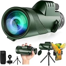 80x100 Monokular Teleskop High Powered für Erwachsene mit Smartphone Adapter, Bak4 Prisma, Low Night Vision für Vogelbeobachtung, Jagd, Wildtiere, Wandern, Camping und Reisen