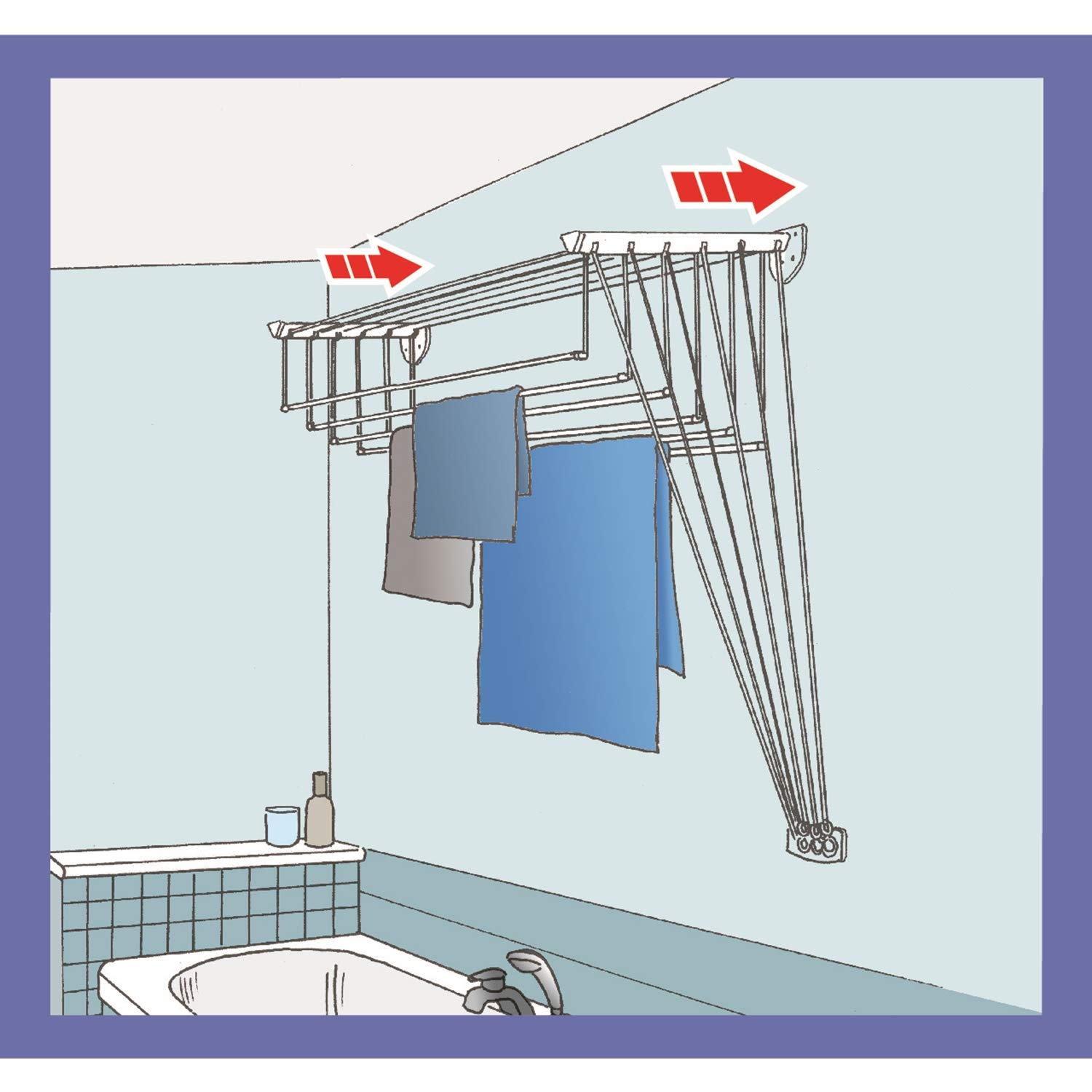 Ceiling & Wall-Mounted Clothes Drying Rack per asciugamano Vileda in Lega di acciaio 159490 Highline140