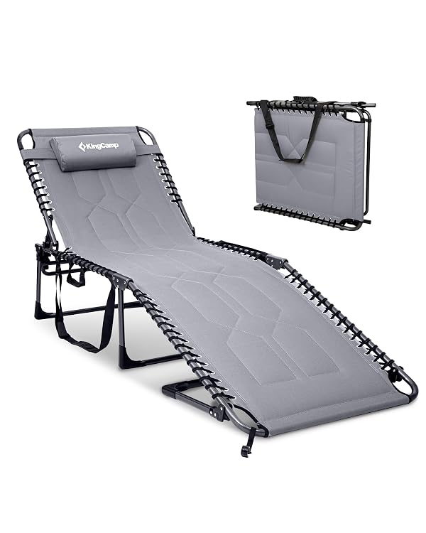KingCamp Oversized Padded Lounge Chair 440lbs Tanning Chair, Grey by KingCamp - Used condition - US$106.17