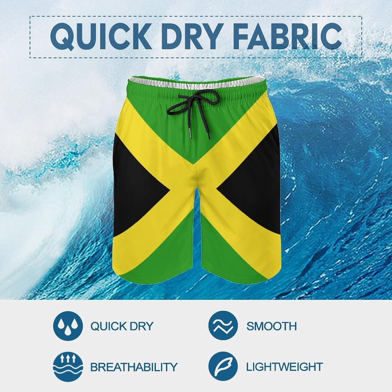 Men's Swim Trunks Quick Dry Swimsuits Board Shorts Tropical Summer Beach Shorts with Mesh Lining and Pockets