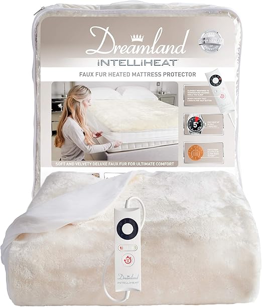 Dreamland Intelliheat Faux Fur Electric Mattress Protector, 16307, Size
