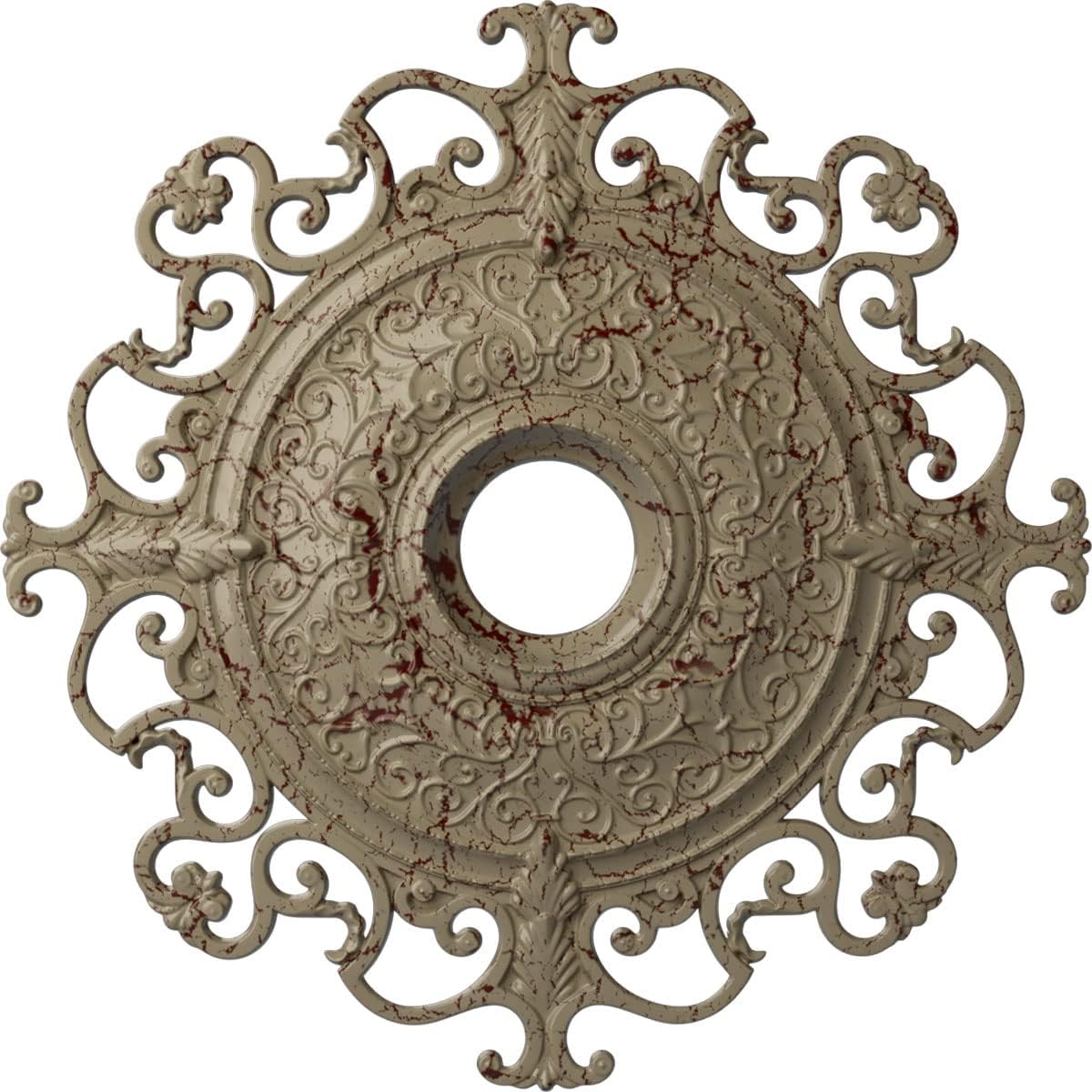 Ekena Millwork CM38OLGDC - 38 3/8"OD x 6 5/8"ID x 2 7/8"P Orleans Ceiling Medallion (Fits Canopies up to 8 1/4") - Ceiling Medallion, Gobi Desert Crackle