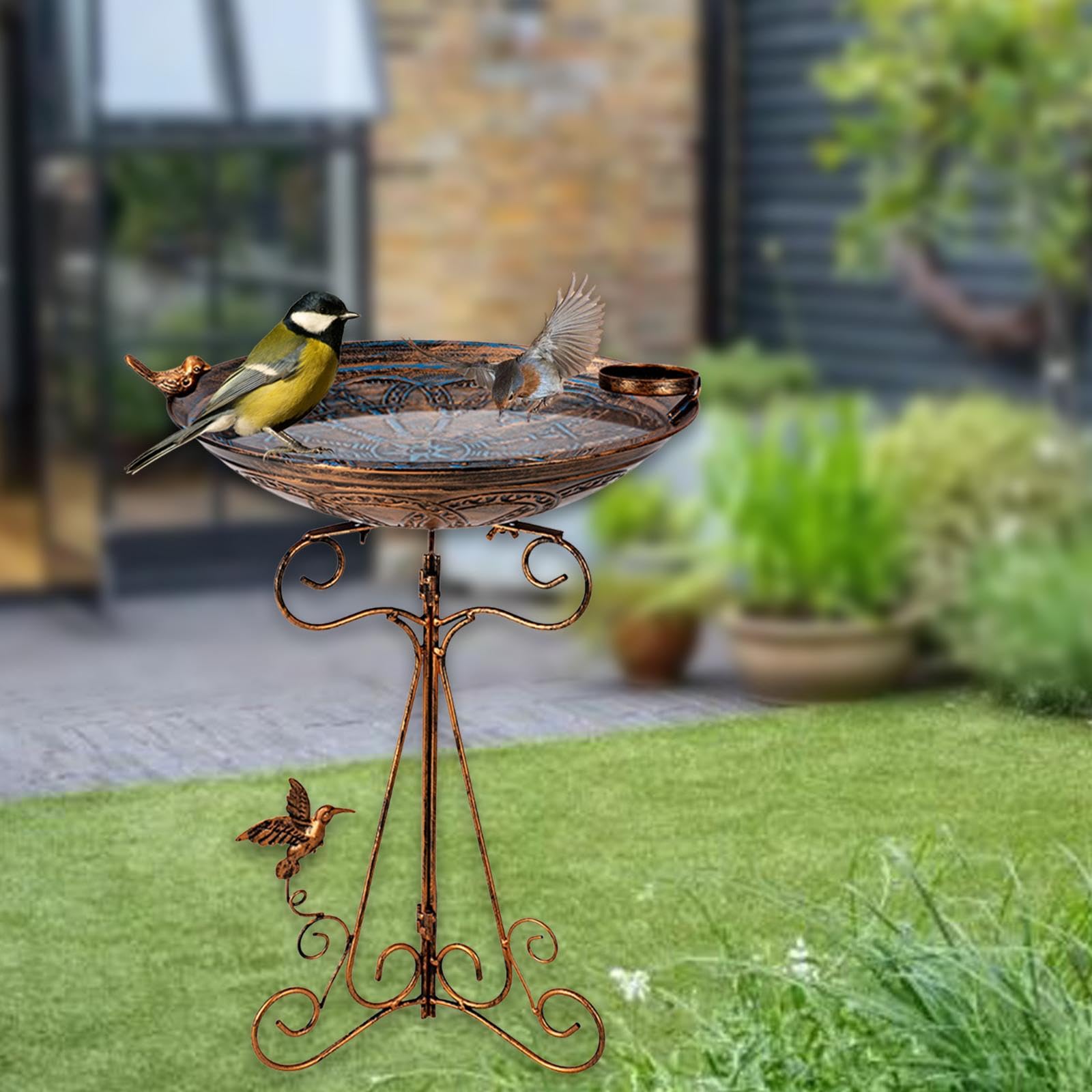 Comedero y Bebedero para Aves Silvestres de Hierro, 32 cm x 47.5 cm (12.6" x 18.7"), Fácil Instalación para Jardín