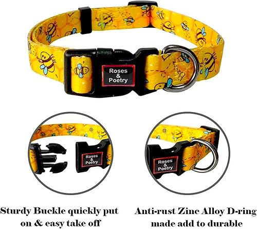 Miniatura 134 de Roses&Poetry Collares para perros medianos, con estampado de leopardo, collar ajustable de nailon para mascotas, duradero y reflectante para perros