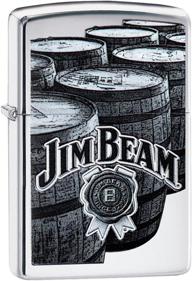 Zippo Jim Beam Barrels Pocket Lighter, High Polish Chrome Barrels