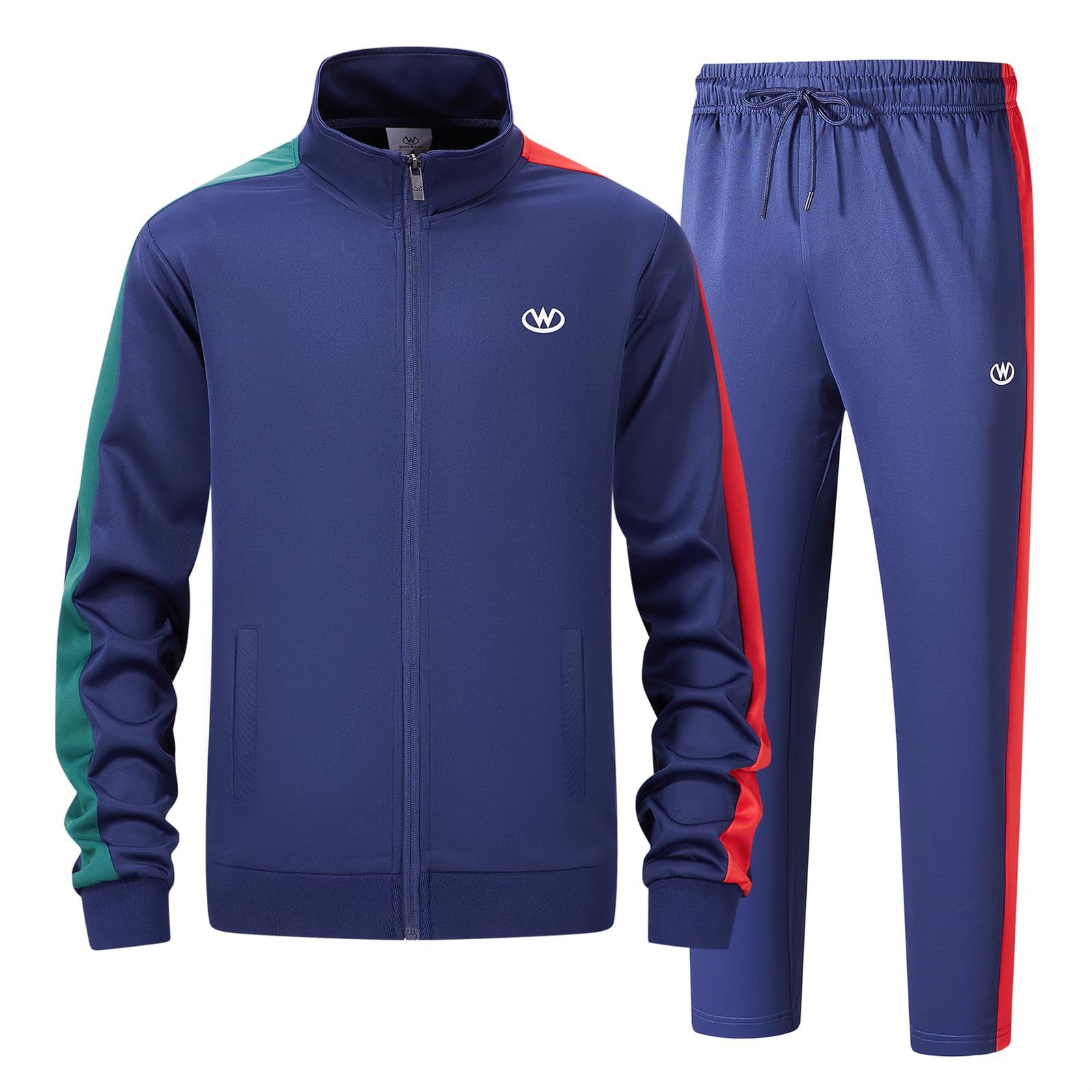 ANOTWENER Trainingspak voor heren, casual, lange mouwen, volledige ritssluiting, jas en joggingbroek, joggingpak, sportoutfits, M