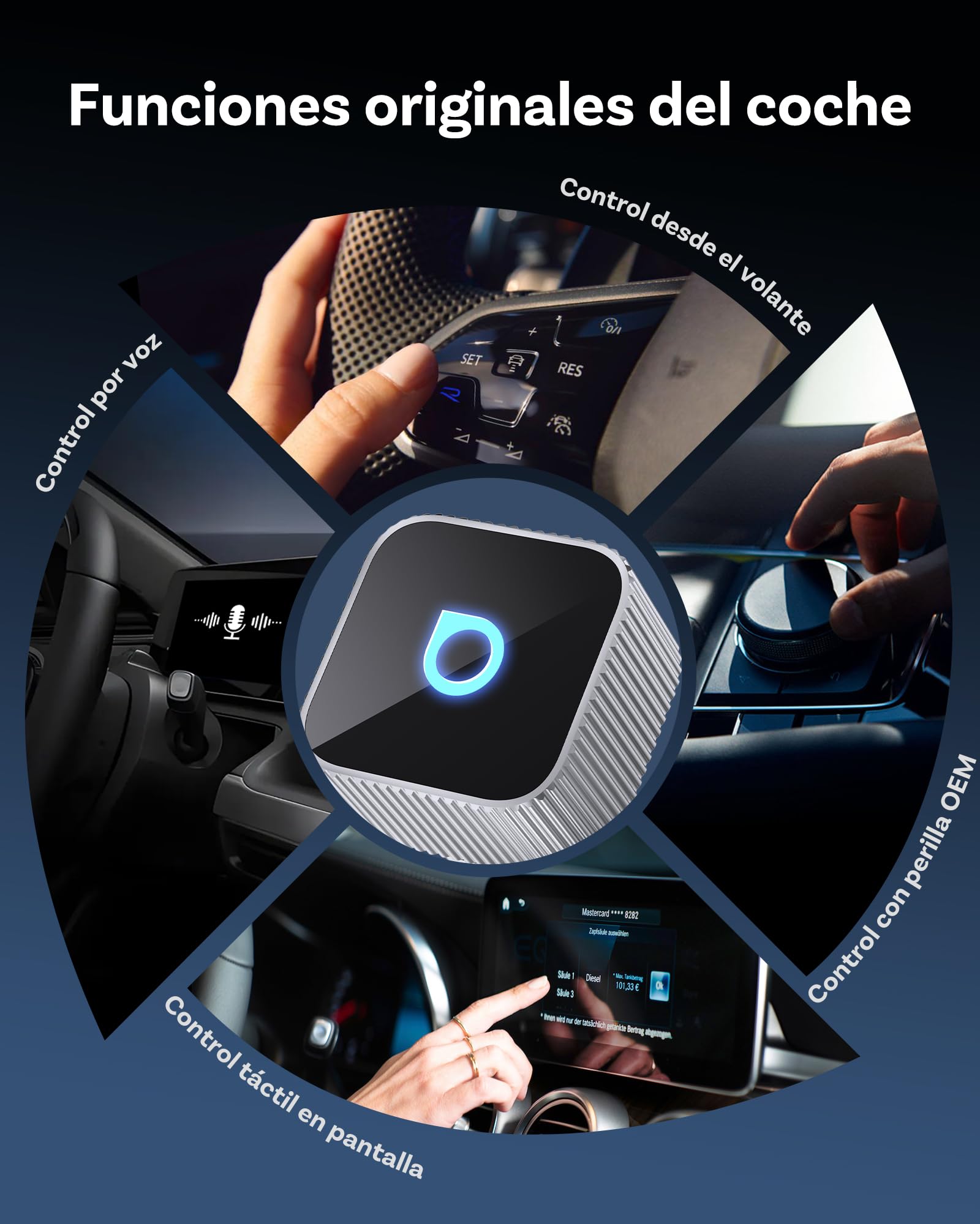 OTTOCAST Mini 3.0 Slim 2026 Upgrade Adaptador Wireless CarPlay & Android Auto, 2-en-1 Dongle, Convierte de Cable a inalámbrico, Baja latencia, Conexión rápida automática, Plata
