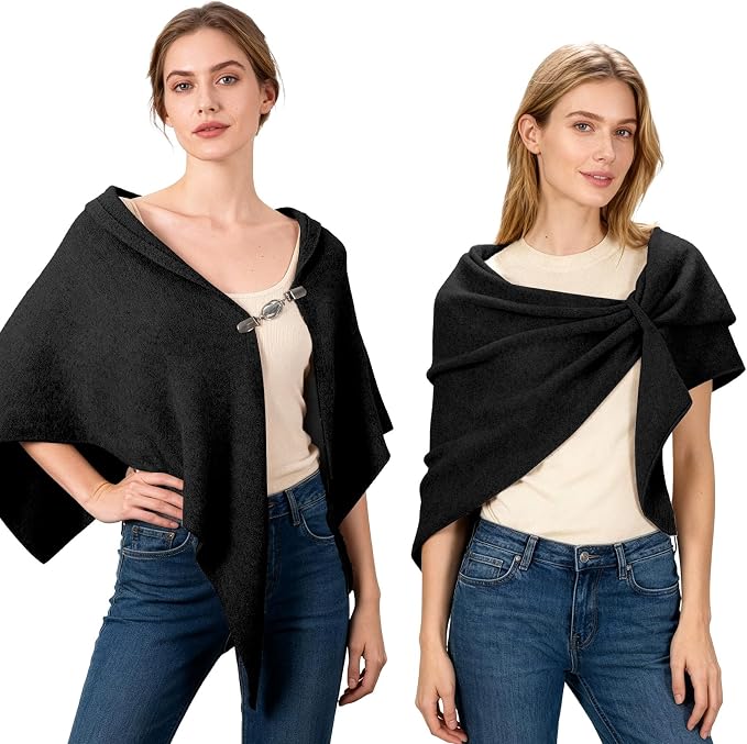 Pashmina para mujer estilo chalina negro miniatura 3