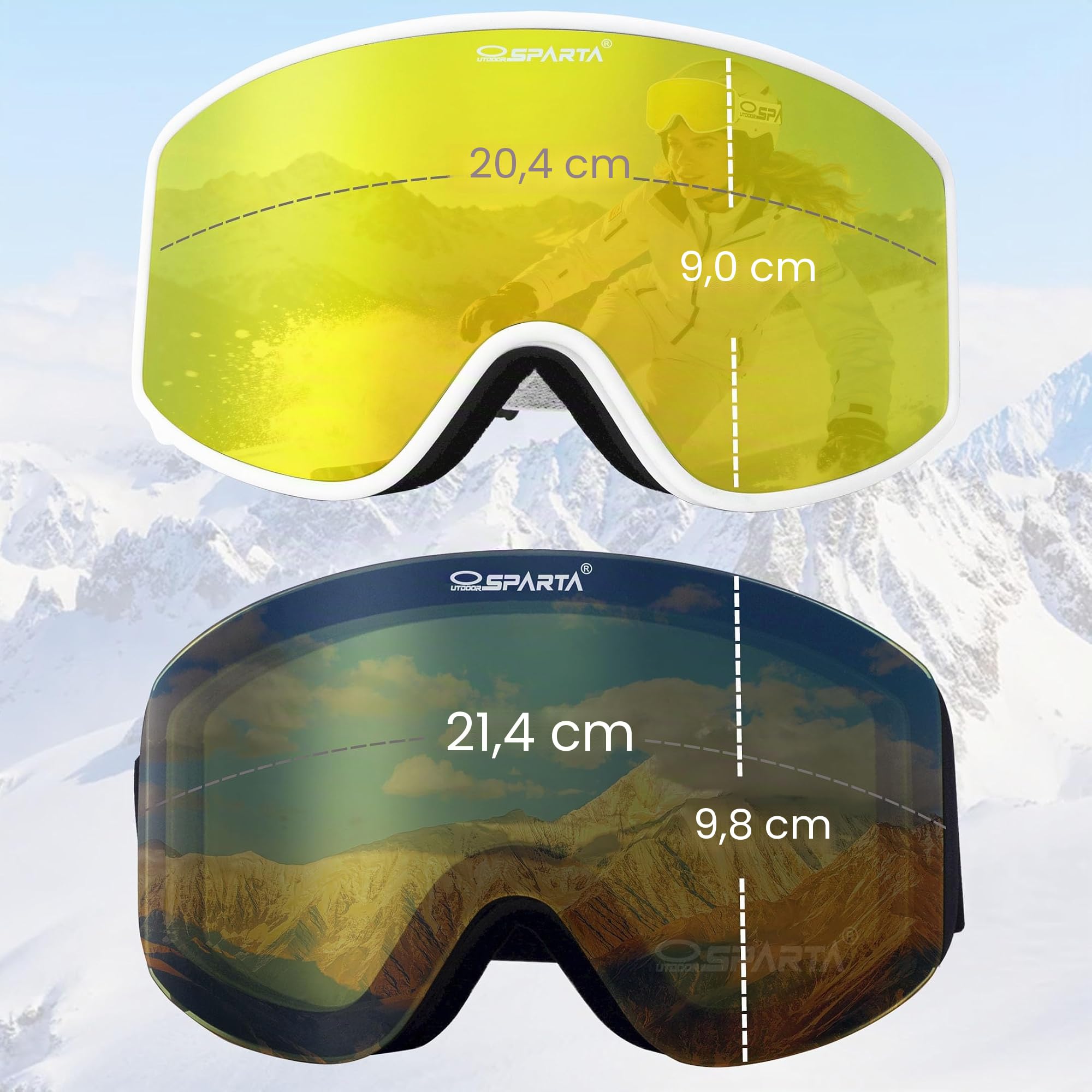 Lente magnetica Occhiali da sci Snowboard Occhiali da sci OTG per gli uomini Donne Adulto