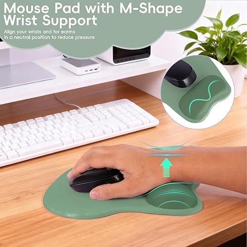 Miniatura 158 de Alfombrilla para mouse con soporte de muñeca, almohadilla antideslizante para mouse para oficina, computadora, laptop y Mac, cómoda y ligera