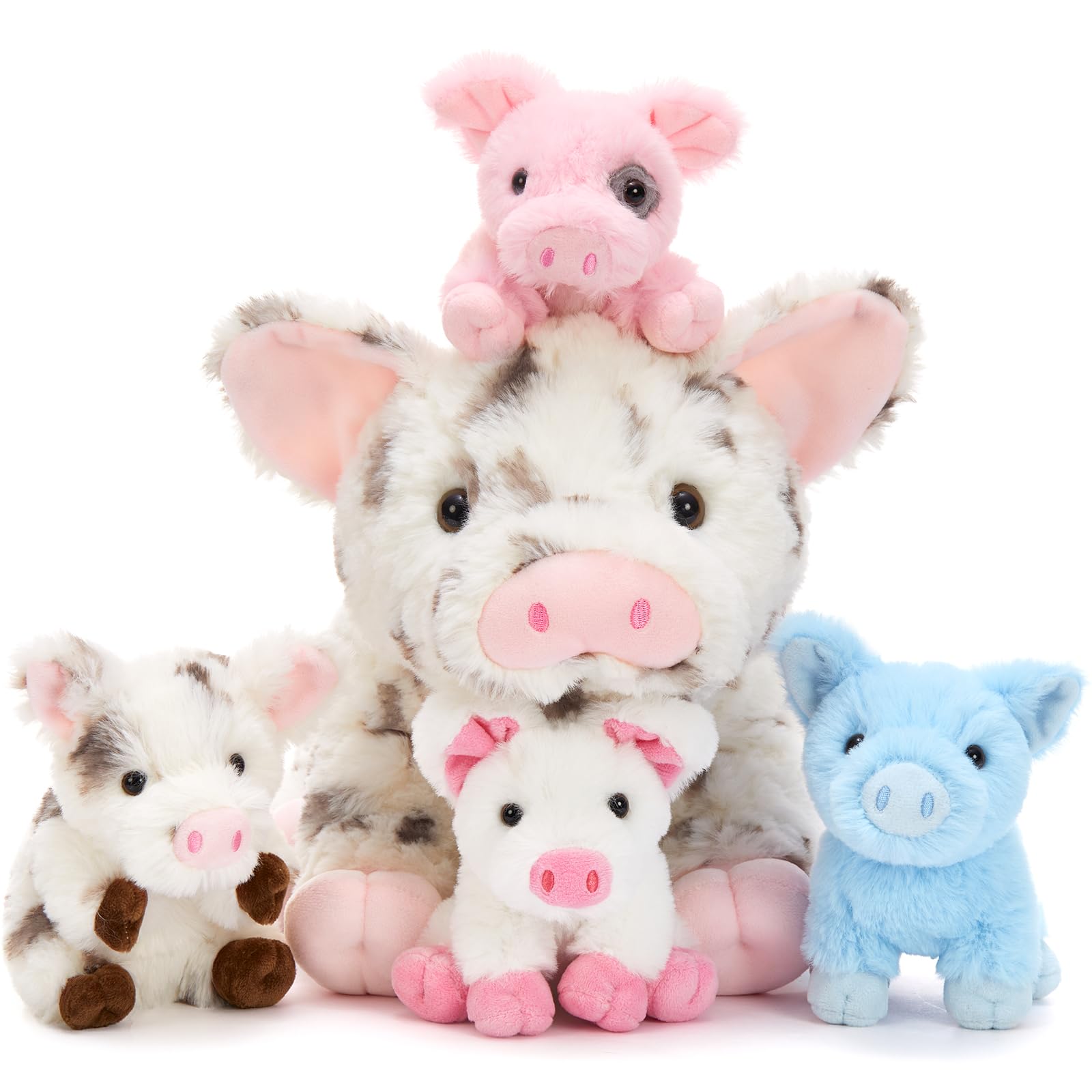 MorisMos groß Schwein Kuscheltier XXL mit 4 Babys im Bauch, süß Schweinchen Ferkel plüschtier stofftier Spielzeug, Pigteddy Geburtstag Weihnachten Geschenk Kinder