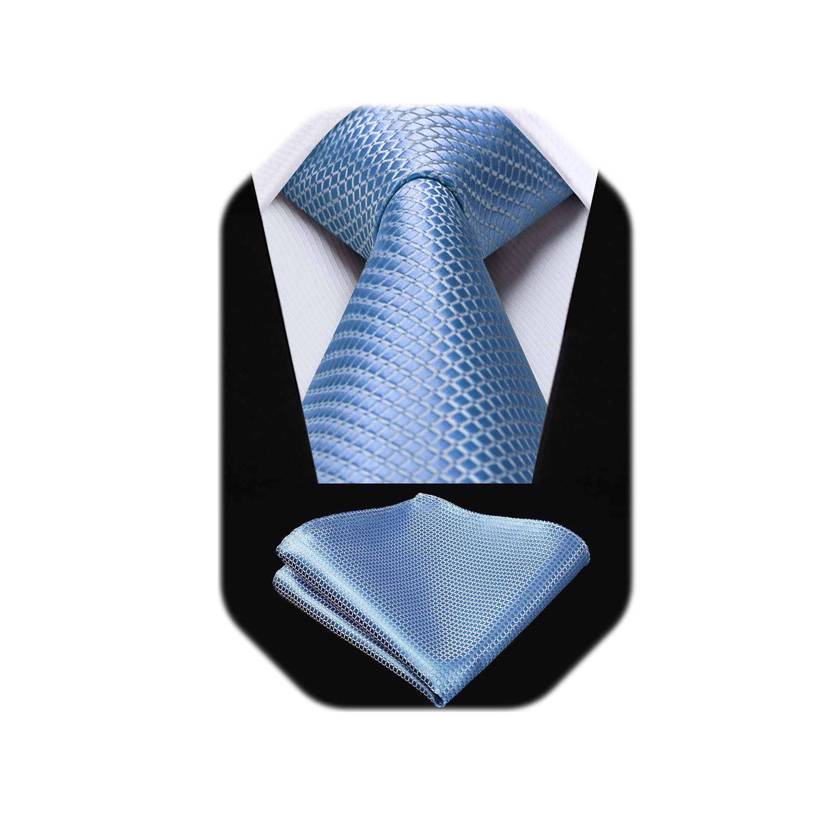 HISDERN Men's Wedding Tie and Handkerchief Houndstooth Check Plaid Tie Party Business Formal Necktie & Pocket Square Set…