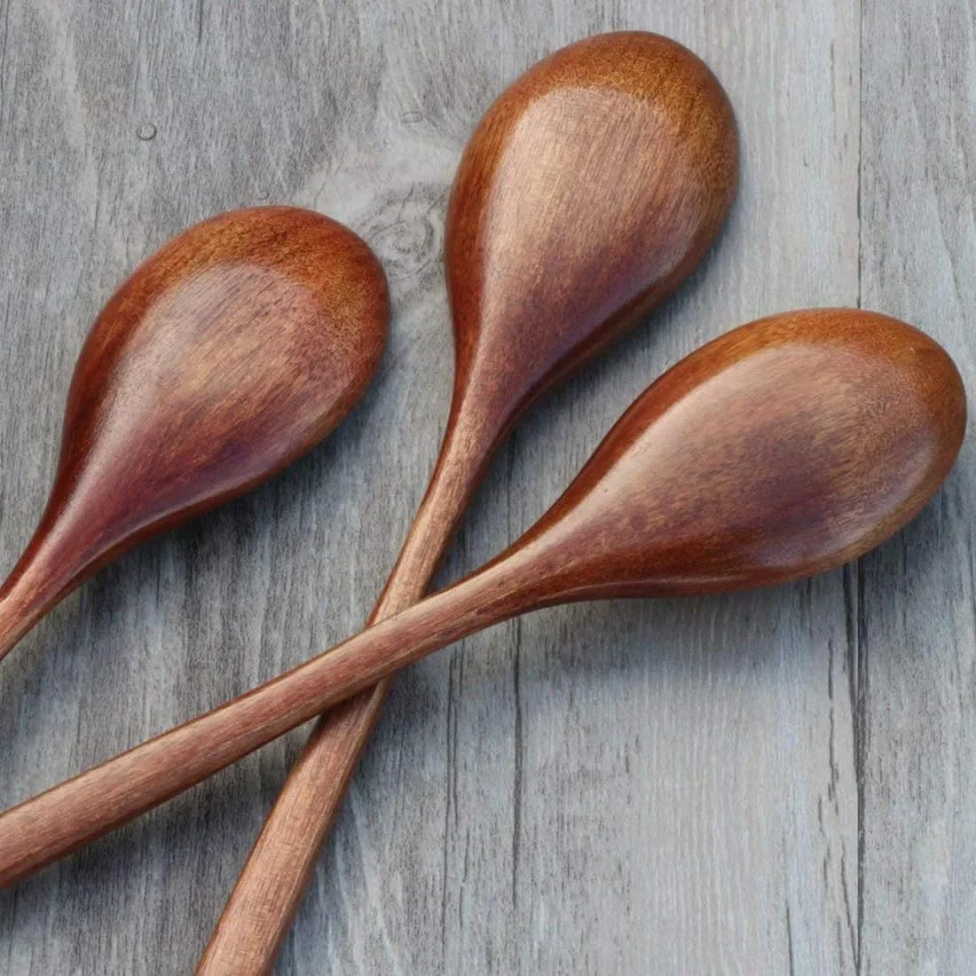 Cucharas de madera, 6 cucharas de sopa de madera para comer, mezclar, revolver, cocinar, cuchara de mango largo con estilo japonés de cocina Ute 6 cucharas
