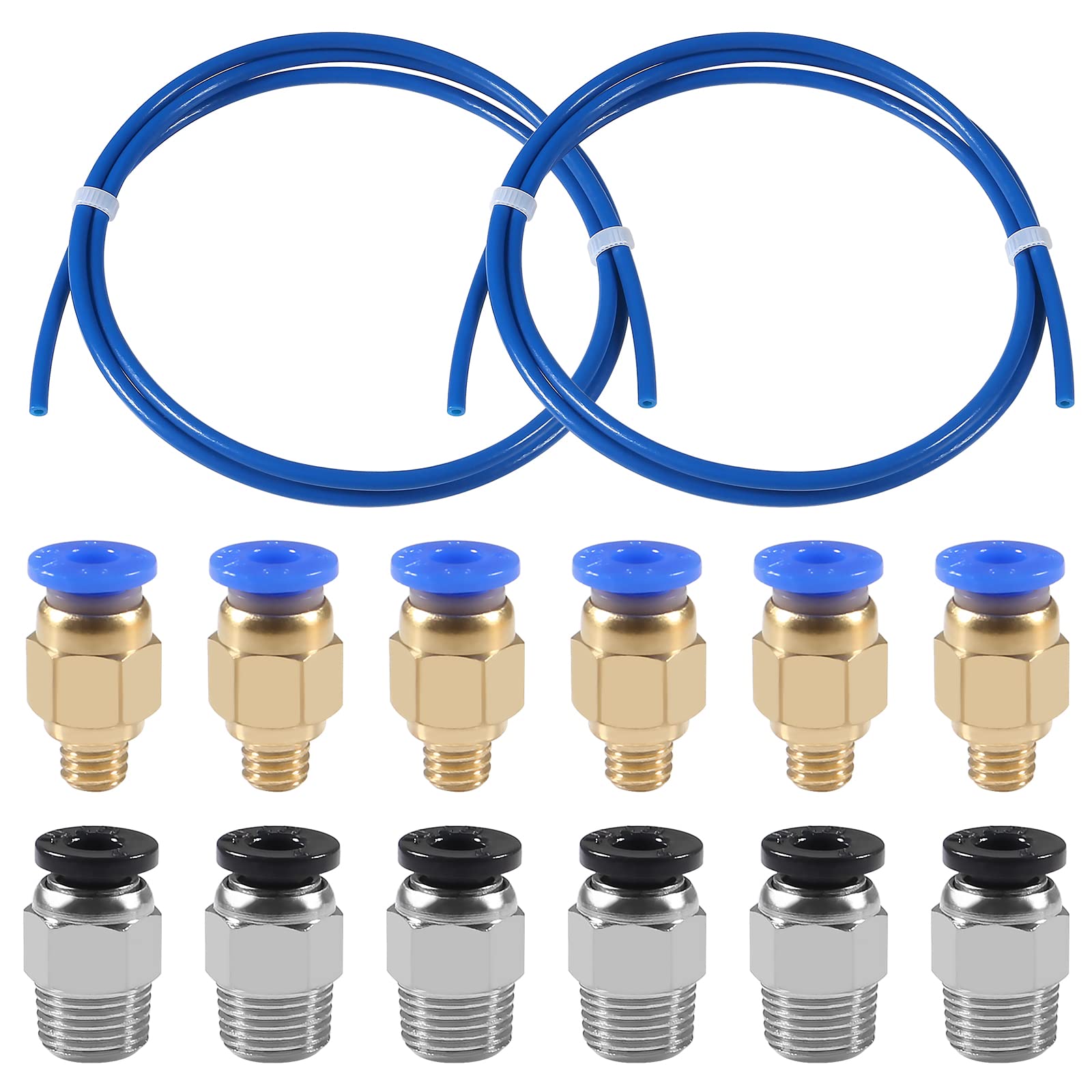 3D Printer Fitting - PC4-M6 & PC4-M10 Quick Connect Pneumatic Fittings - 4mm Size - Copper, Stainless Steel & Plastic Material - M6/3mm & M10/6mm Thread - Blue-picture-28