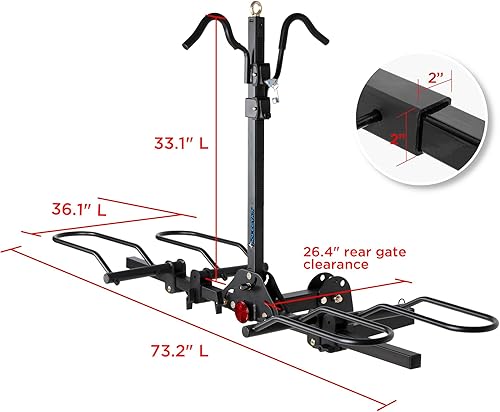 Miniatura 2 de POLESTAR Soporte de 2 bicicletas montado en enganche, 200 libras de capacidad para bicicleta con bloqueo, receptor de 2 pulgadas plegable para
