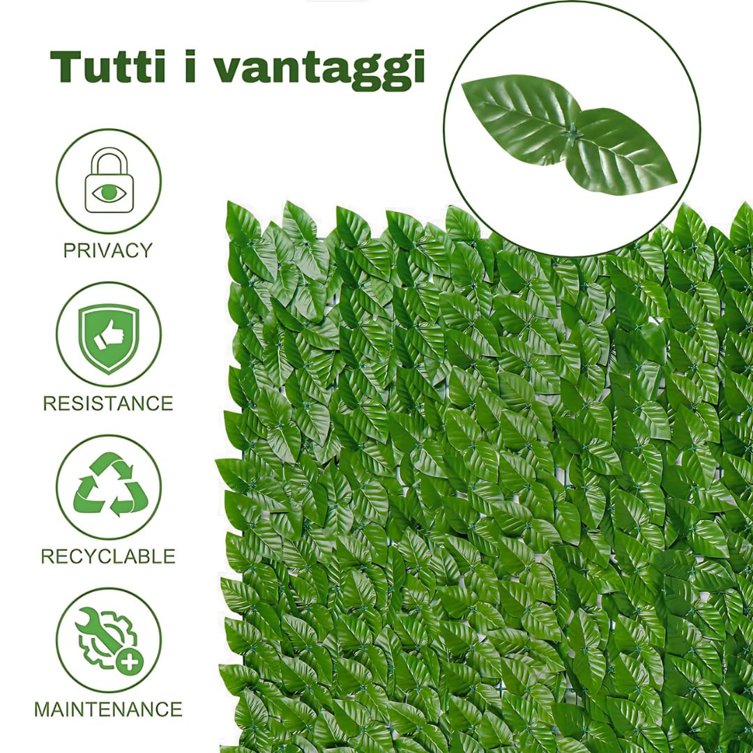 Haie Artificielle Vert Clair 1x3 Mètres 50 Colliers Brise Vue Balcon Lierre Artificiel Cloture Jardin Exterieur 90% Privacy