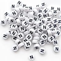 Vista 21 de 100 cuentas de letras blancas redondas de acrílico del alfabeto, cuentas de la letra L, para hacer joyas, pulseras, collares, llaveros, bricolaje