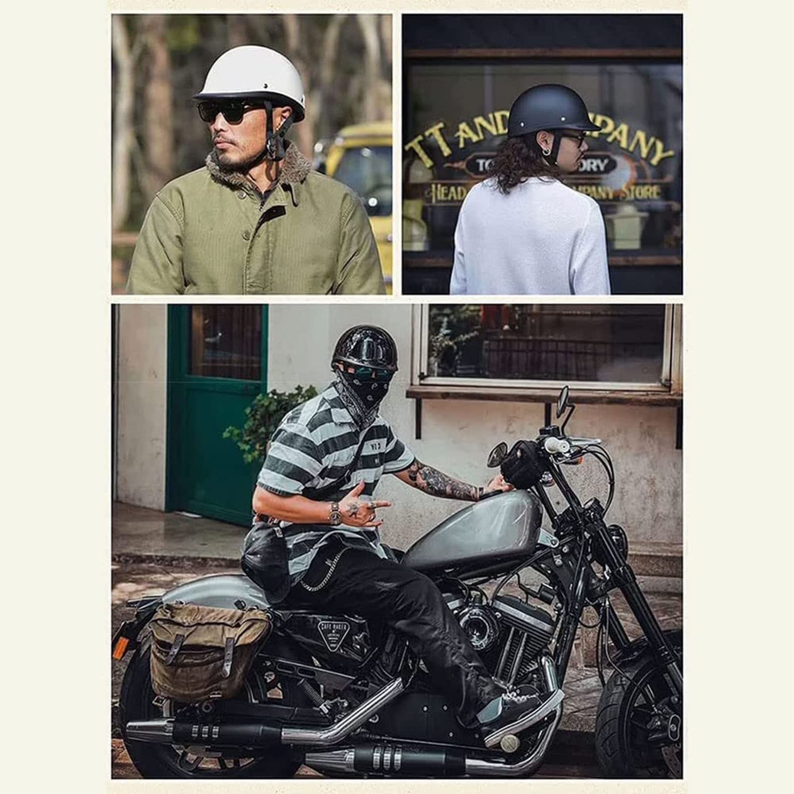 Motor Duitse Half Face Helm, ECE Goedgekeurde Cap Half Shell Helm Goggles Retro Open-Face Helm Met Verstelbare Snelsluiting Voor Cruiser D, M=57-58cm Motor Duitse Half Face Helm, ECE Goedgekeurde Cap Half Shell Helm Goggles Retro Open-Face Helm Met Verstelbare Snelsluiting Voor Cruiser D, M=57-58cm