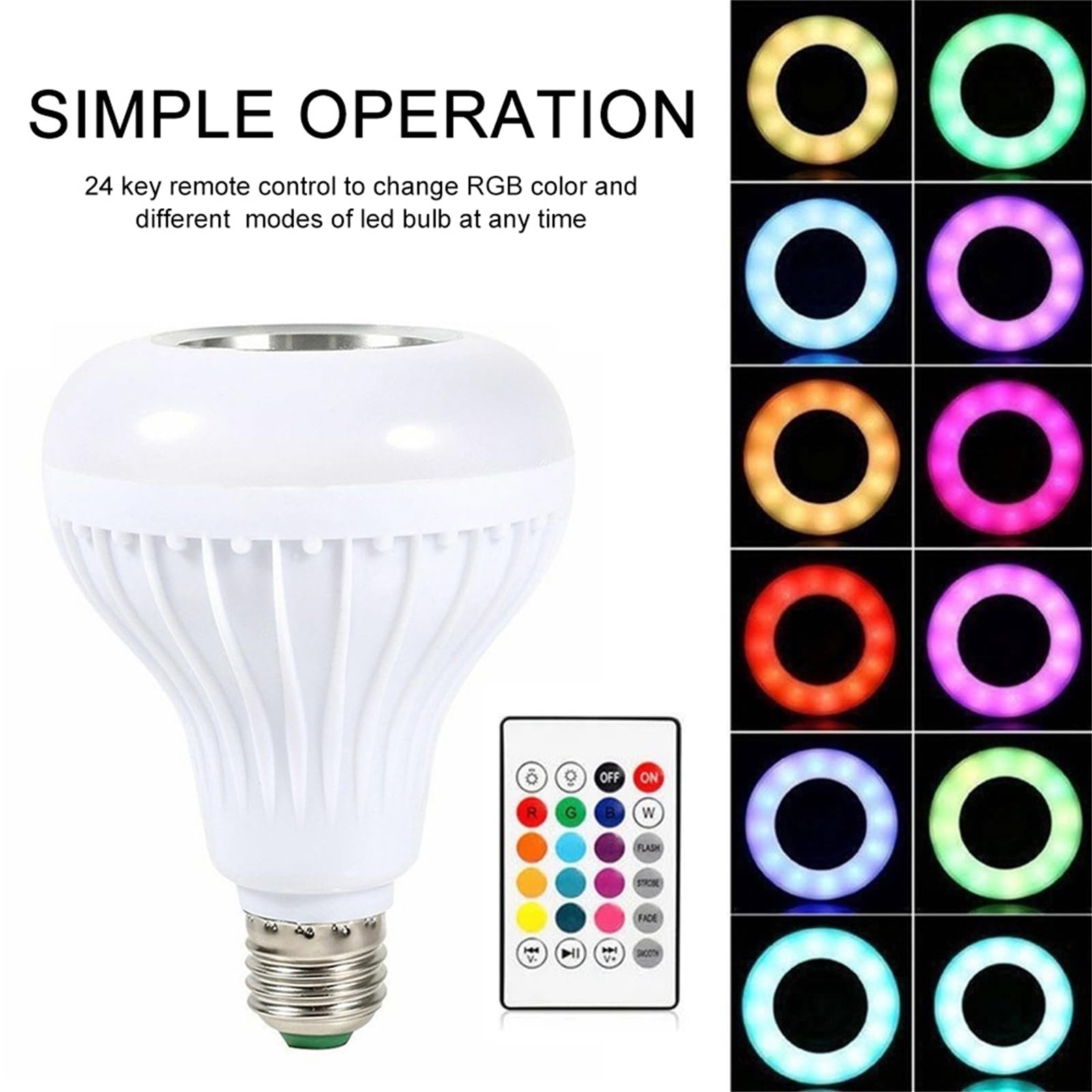 Żarówka LED, 12W E27 RGB Bluetooth Light Music Multicolor Zmiana żarówek Inteligentne żarówki LED Bluetooth z pilotem na imprezę domową,4pcs