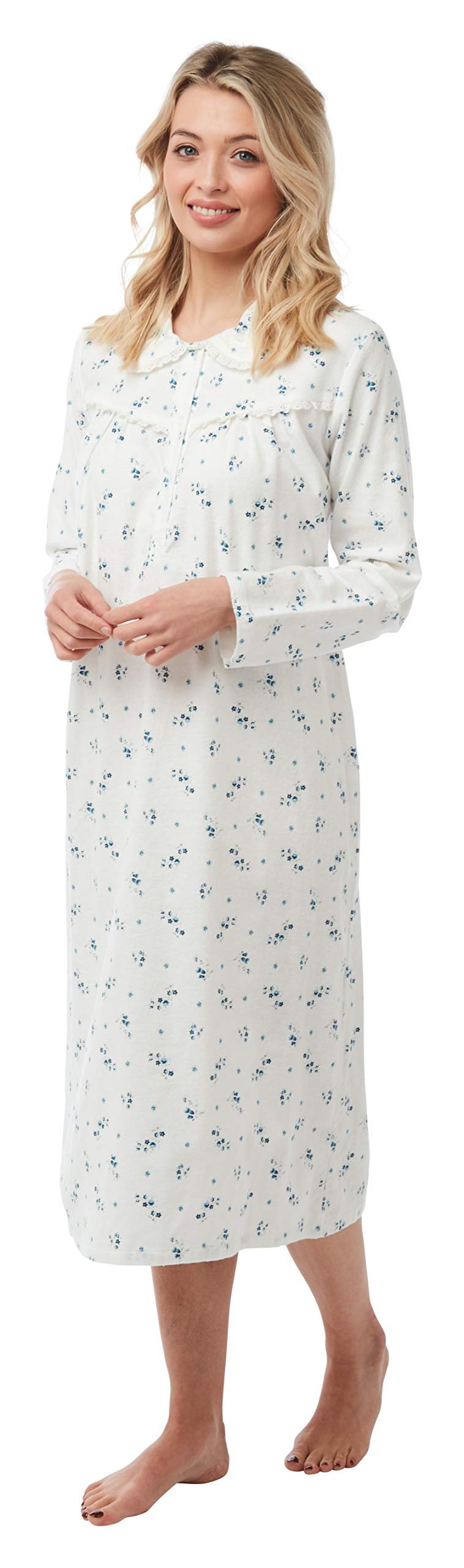 i-Smalls Ladies Winceyette Brushed Cotton Nightdress (24-26) Blue