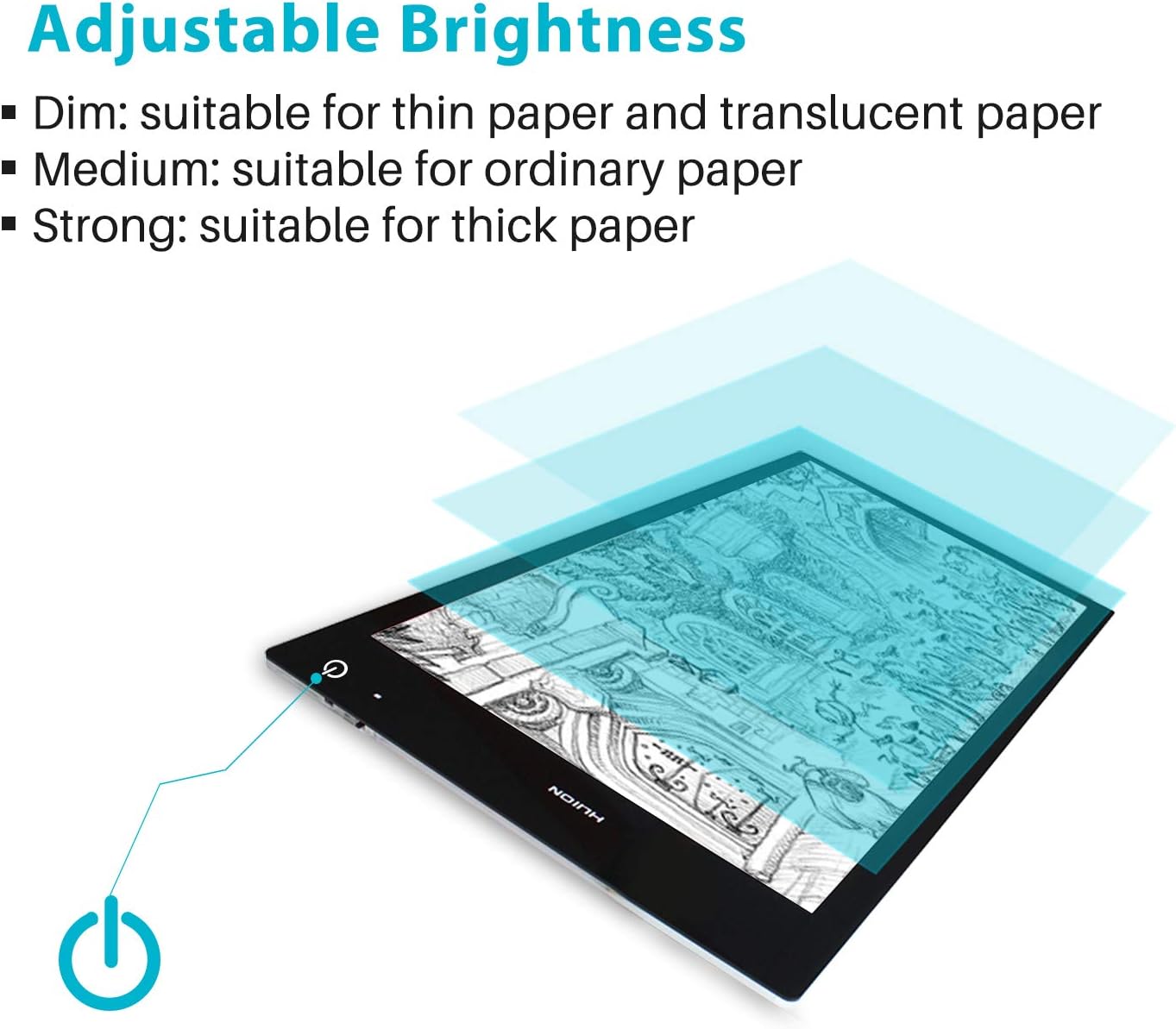 HUION LB4 Light Box Wireless Battery Powered Ultra-Thin Portable A4 Size LED Light - 12.6x9 inch