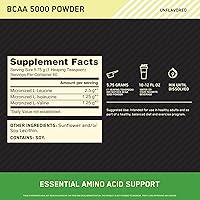Vista 2 de Optimum Nutrition Polvo de BCAA instantáneo, sin sabor, apto para dieta cetogénica, aminoácidos esenciales de cadena ramificada, 5000 mg, 60