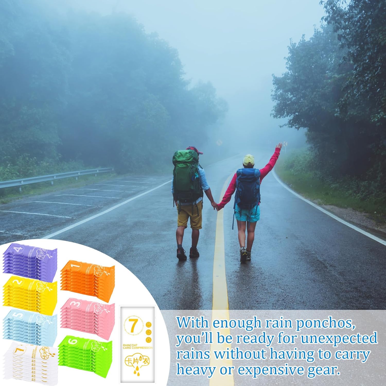 49/98 Pcs Disposable Rain Ponchos for Adults with Padded Drawstring Hoods and Pockets, Suitable for Emergency - Image 4