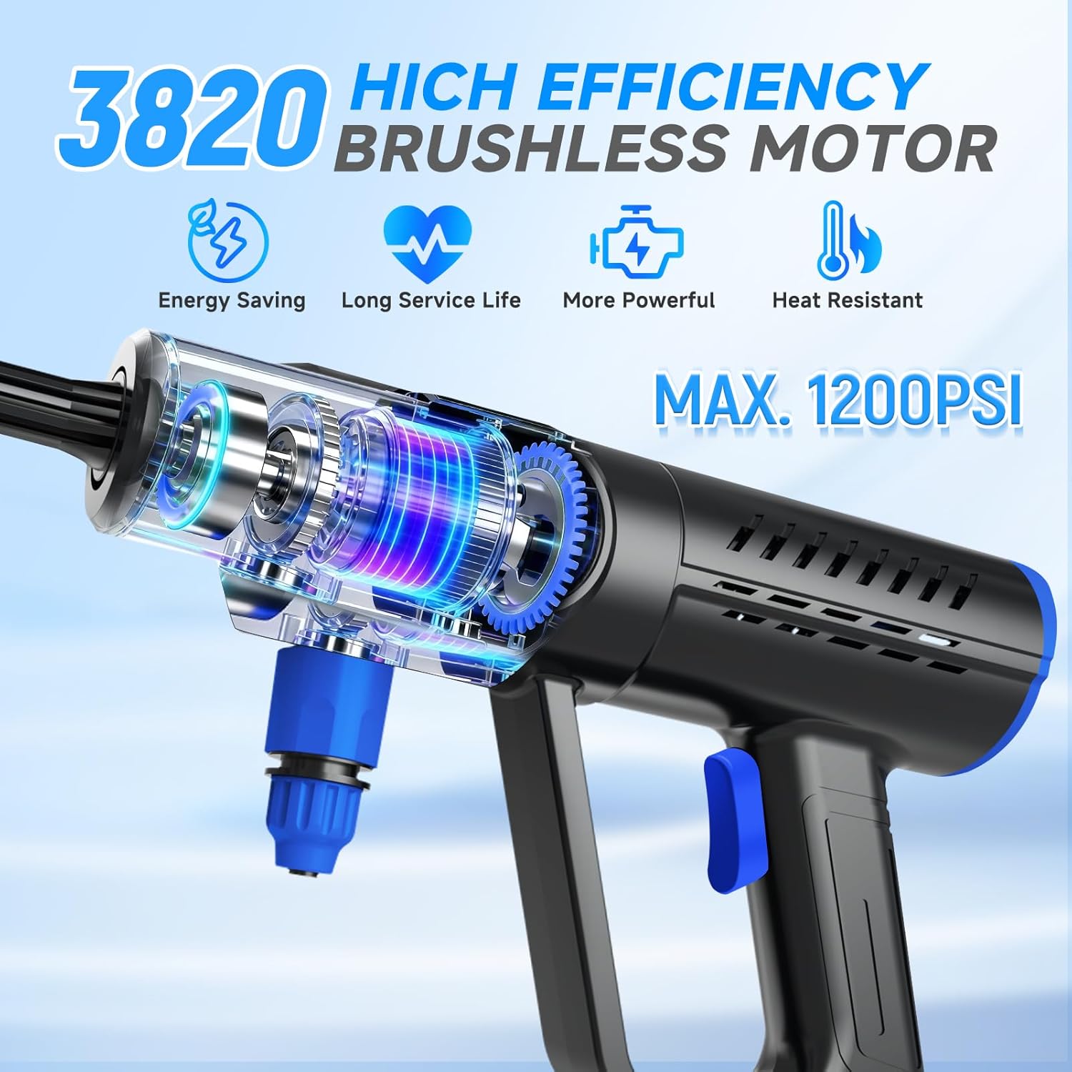 Cordless Portable Washer Battery Powered, Handheld Washer with 6-in-1 Nozzle, Foam Pot, 16FT(5m) Hose, Lightweight Car Washer for Garden, Home, Patio, Car