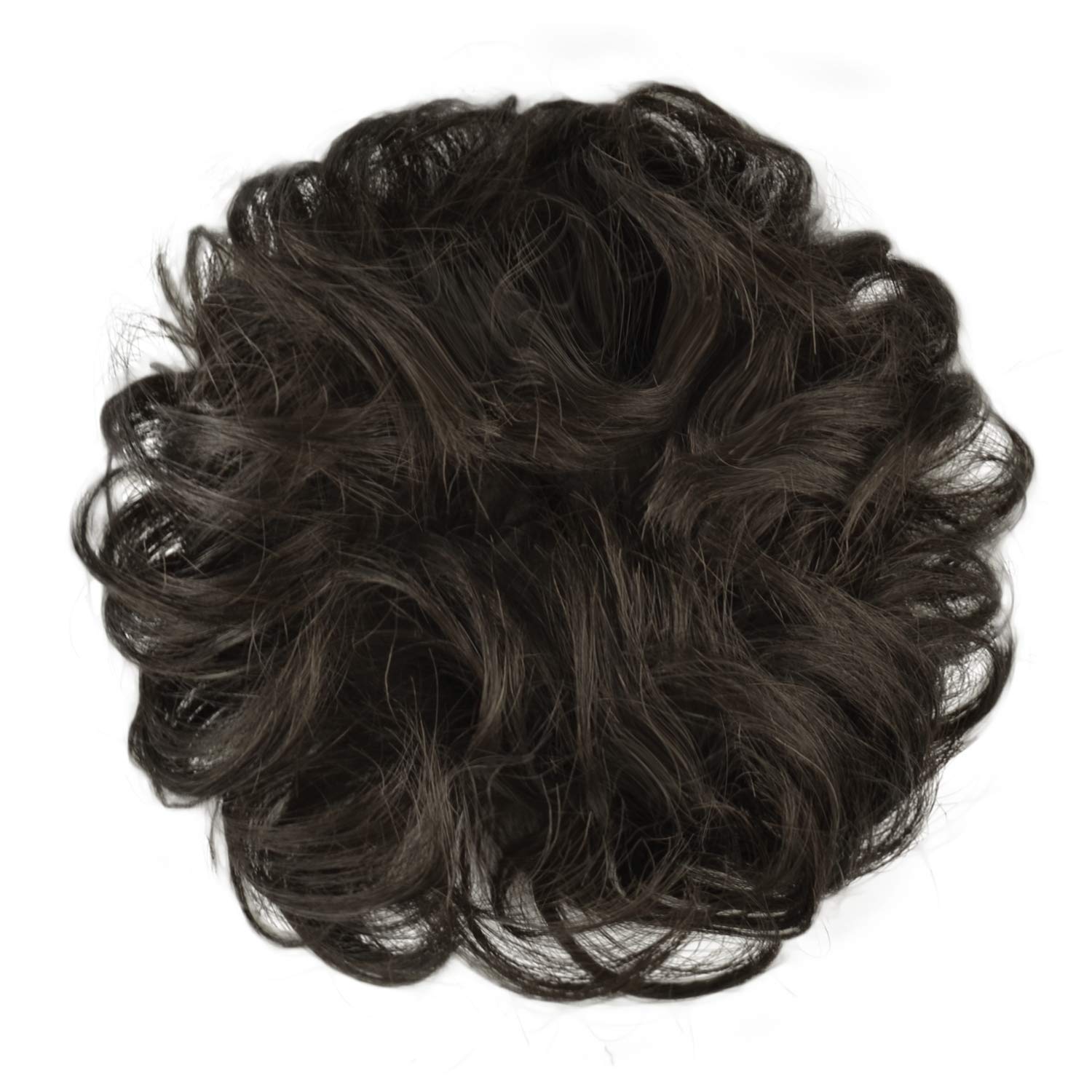 BARSDAR 100% Umani Chignon Capelli Veri, Coda Chignon Extension Elastico con Capelli Chignon Capelli Ricci Mossi Capelli Chignon da Donna （Marrone Scuro）