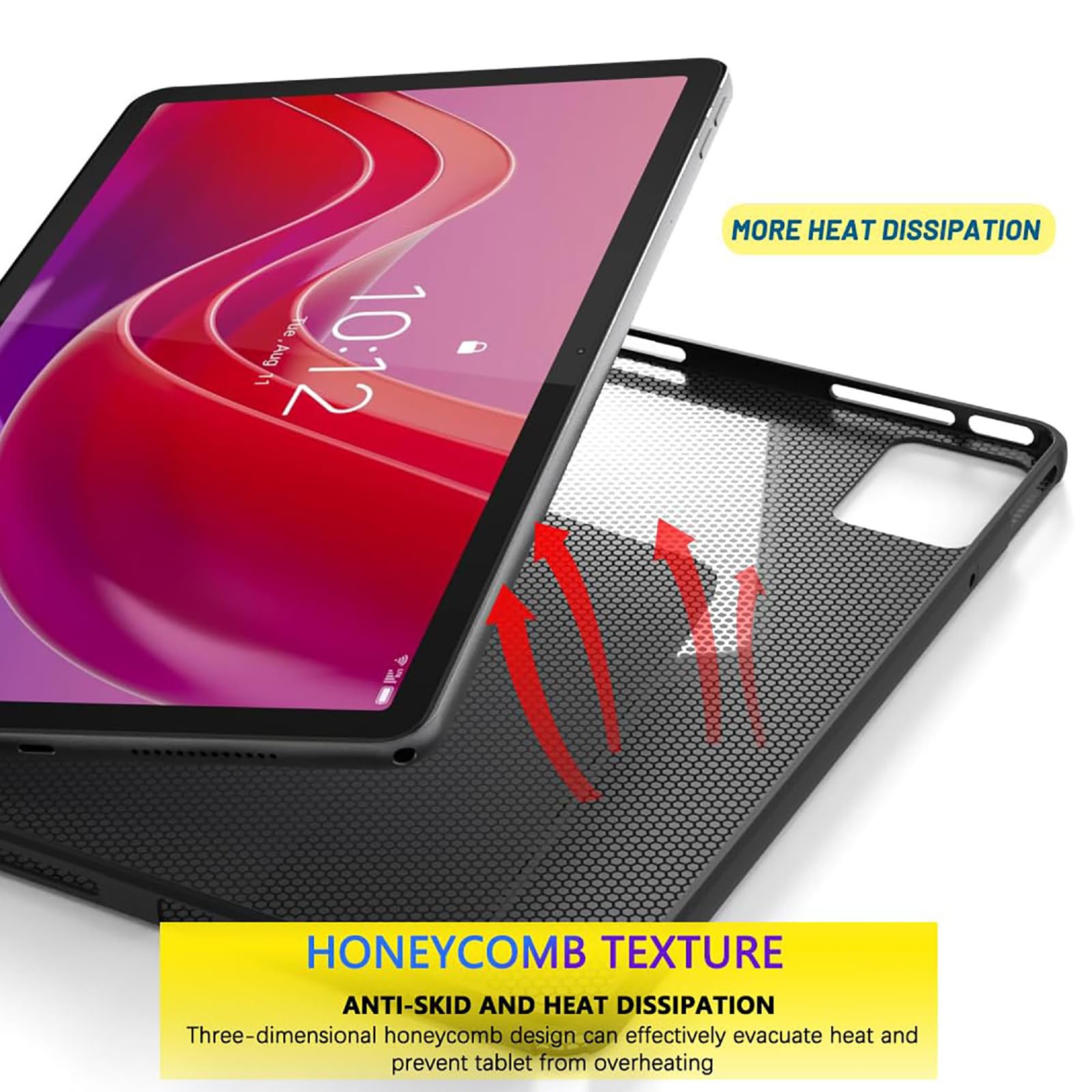 GIOPUEY Cover Morbida In TPU Per Xiaomi Redmi Pad SE 8.7 - Guscio Sottile, Antivibrazione, Antiscivolo, Colore Nero - 3