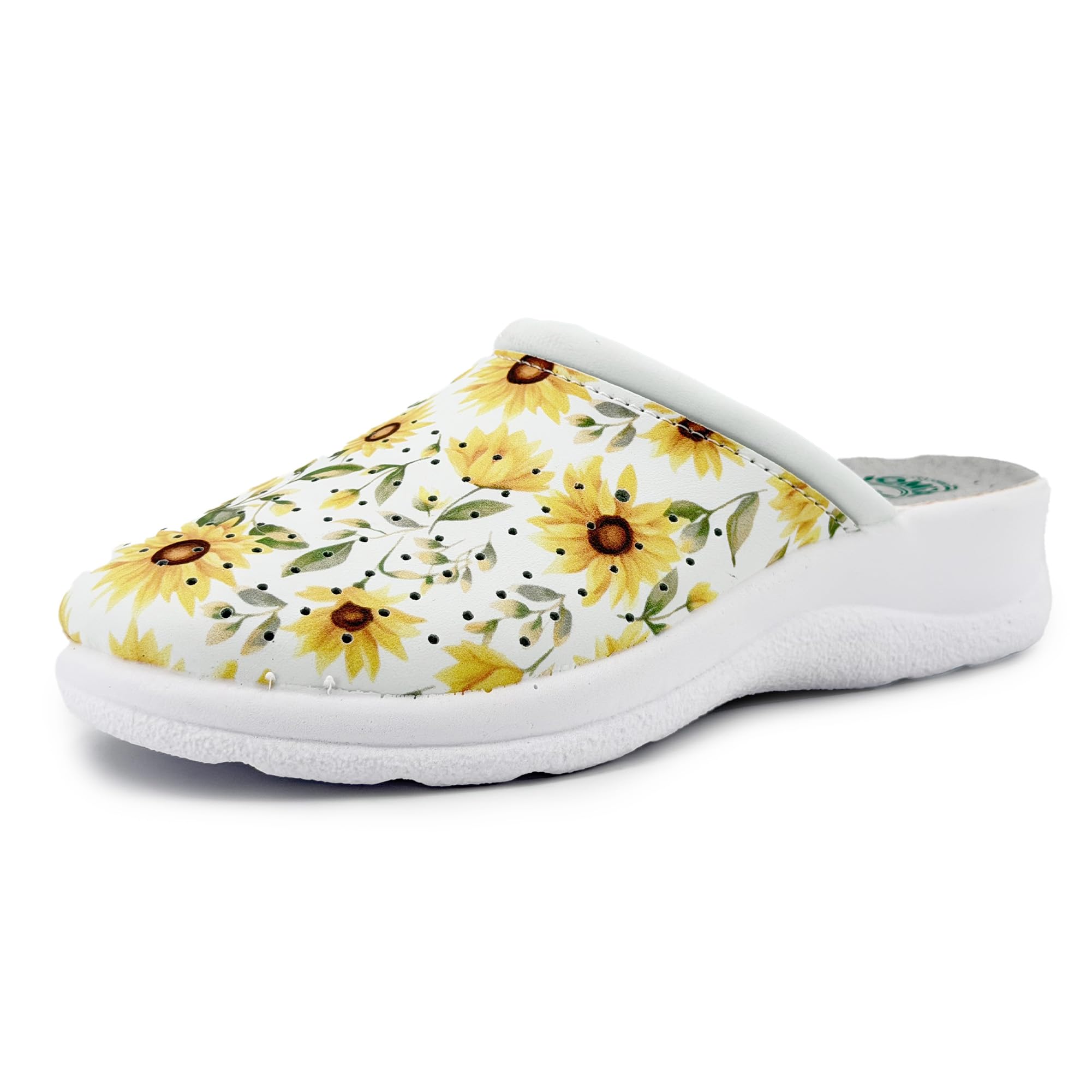 JOMIX Zoccoli Sabot Donna Comodi per Casa Tomaia Floreale Plantare Morbido Suola Antiscivolo Silenziosa Leggeri Facili da Indossare Zeppa Bassa 4.5 cm