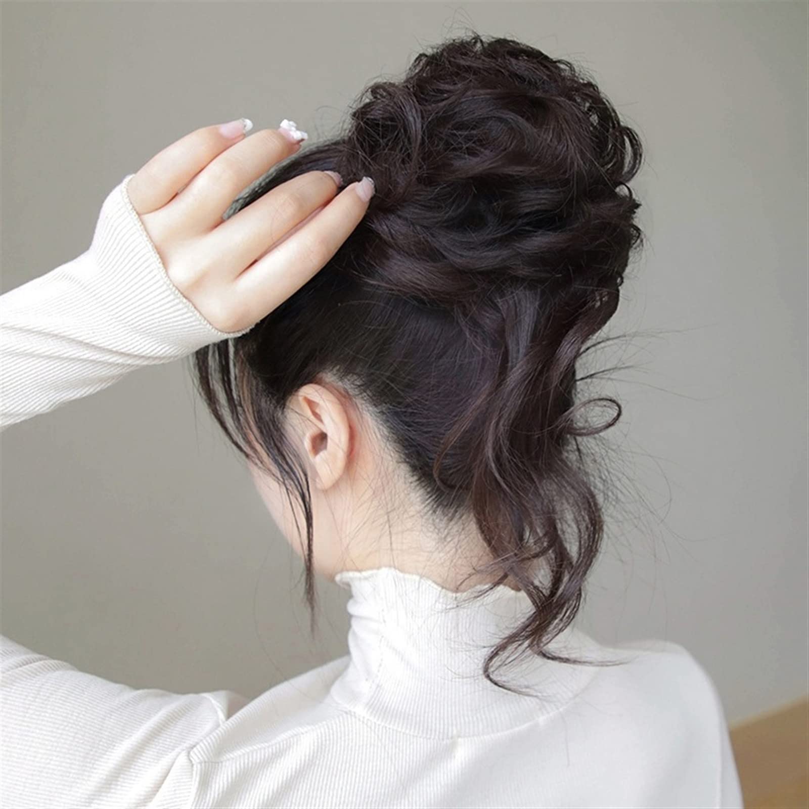 Moño para mujer, moño desordenado, pieza de cabello, moño para el cabello, cola de caballo, moño, cabello humano brasileño, rizado, ondulado, desordenado, extensiones de cabello para mujeres, moño