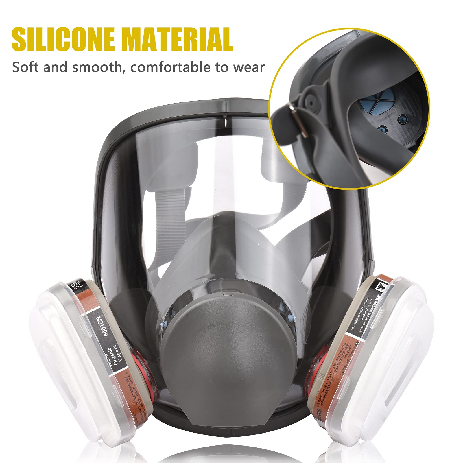 Générique Masque facial réutilisable 16-en-1 couverture contre les vapeurs organiques et gaz avec champ de vision large Idéal pour la peinture le polissage mécanique soudage protection au travail