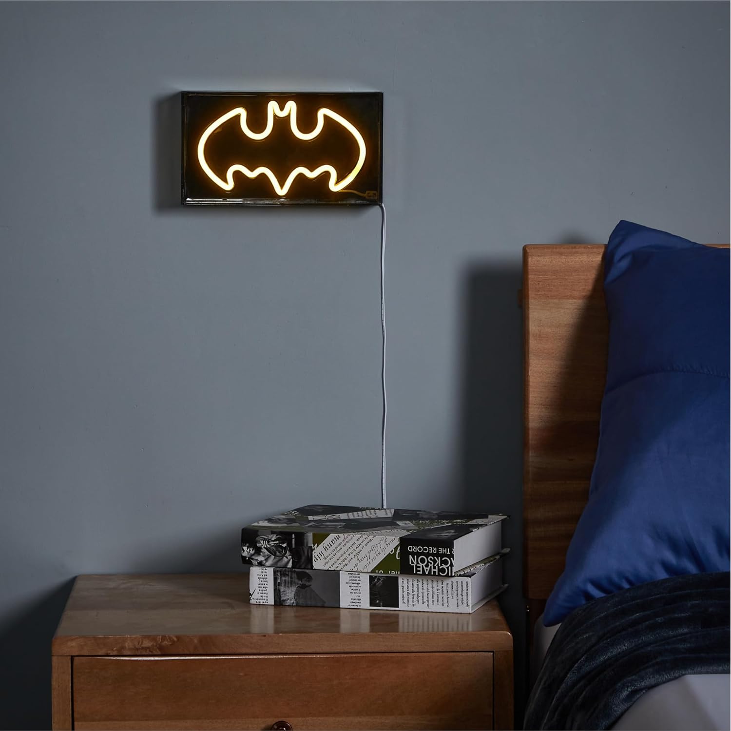DC Comics Batman Logo Acrylic Light Up Neon Sign for Wall or Table, 9"W x 5"H x 1.8"D
