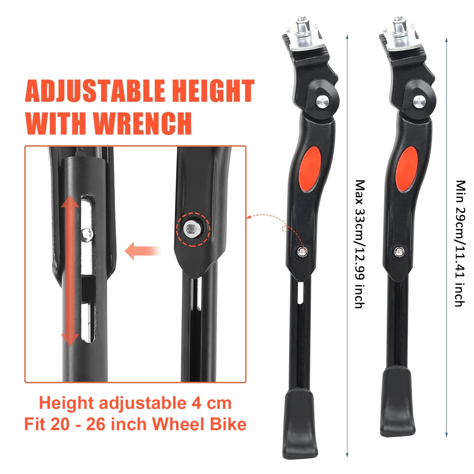 Höhenverstellbarer Fahrradständer 20-26 Zoll Mit 2 Montagegriffen – Stabiler Seitenständer Für MTB, E-Bike & Rennrad